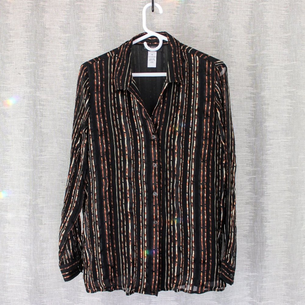 Sheer silky button up